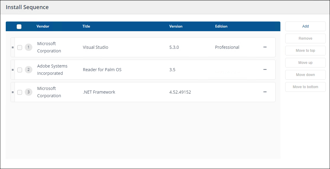 Setting the Install Sequence for applications